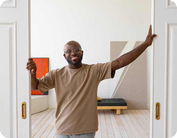Person relaxing in a modern apartment